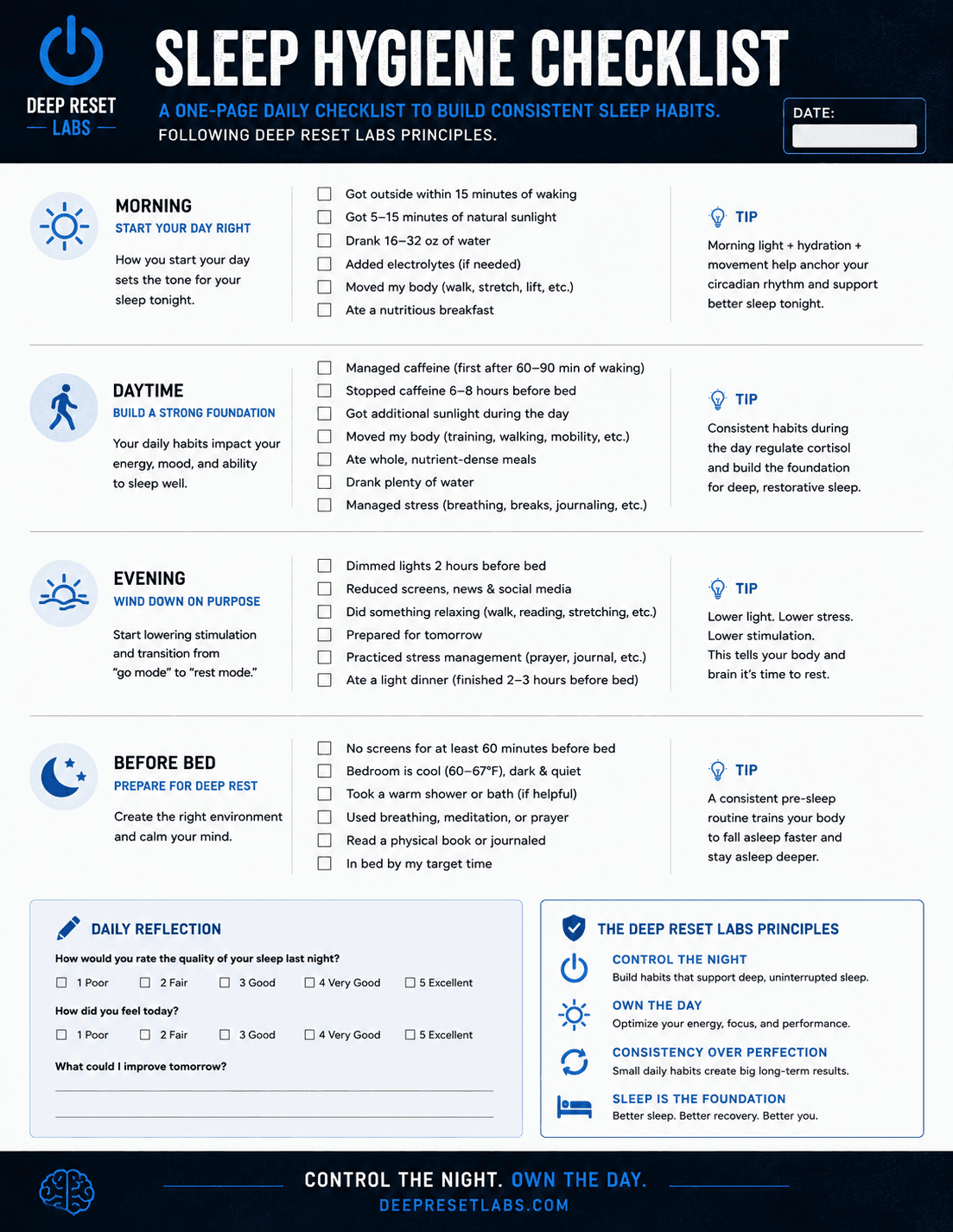 Sleep Hygiene Checklist infographic